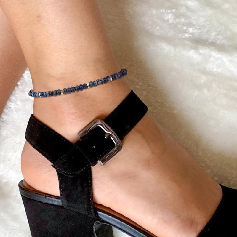Wremily Natural Stone Beaded Anklets Bracelets for Women Handmade Beaded Anklet Bracelet Waterproof Boho Beads Ankle Bracelet Adjustable Summer Jewelry - Image 3